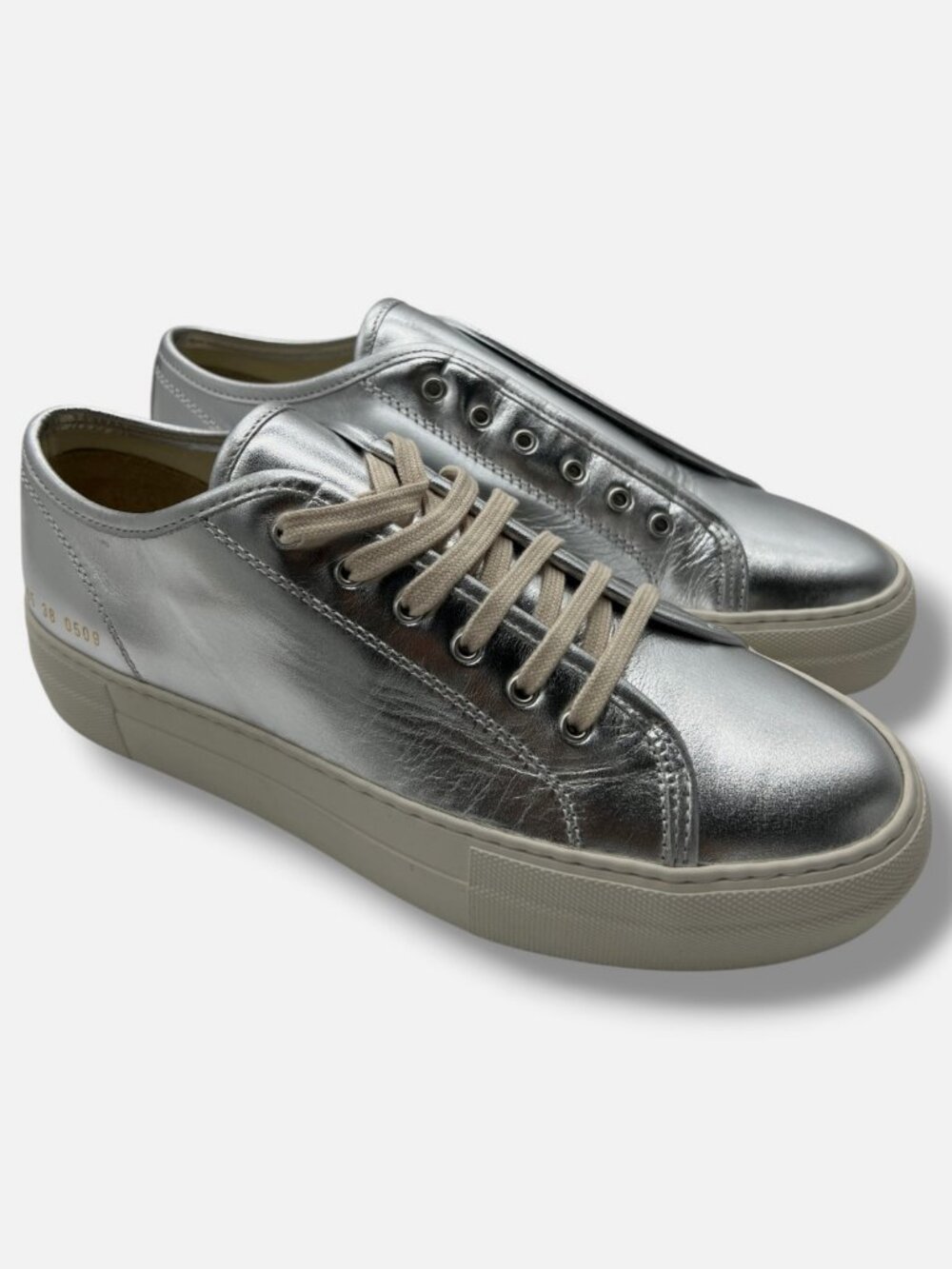 Common Projects Women's Silver Tournament Super Low Sneakers 38